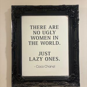 Black High Gloss Baroque Framed Coco Chanel Quote Art